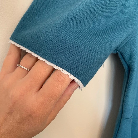 Janie and Jack Girls Turquoise Dress Size 8 Short Sleeve Blue Teal Collar - Picture 3 of 6